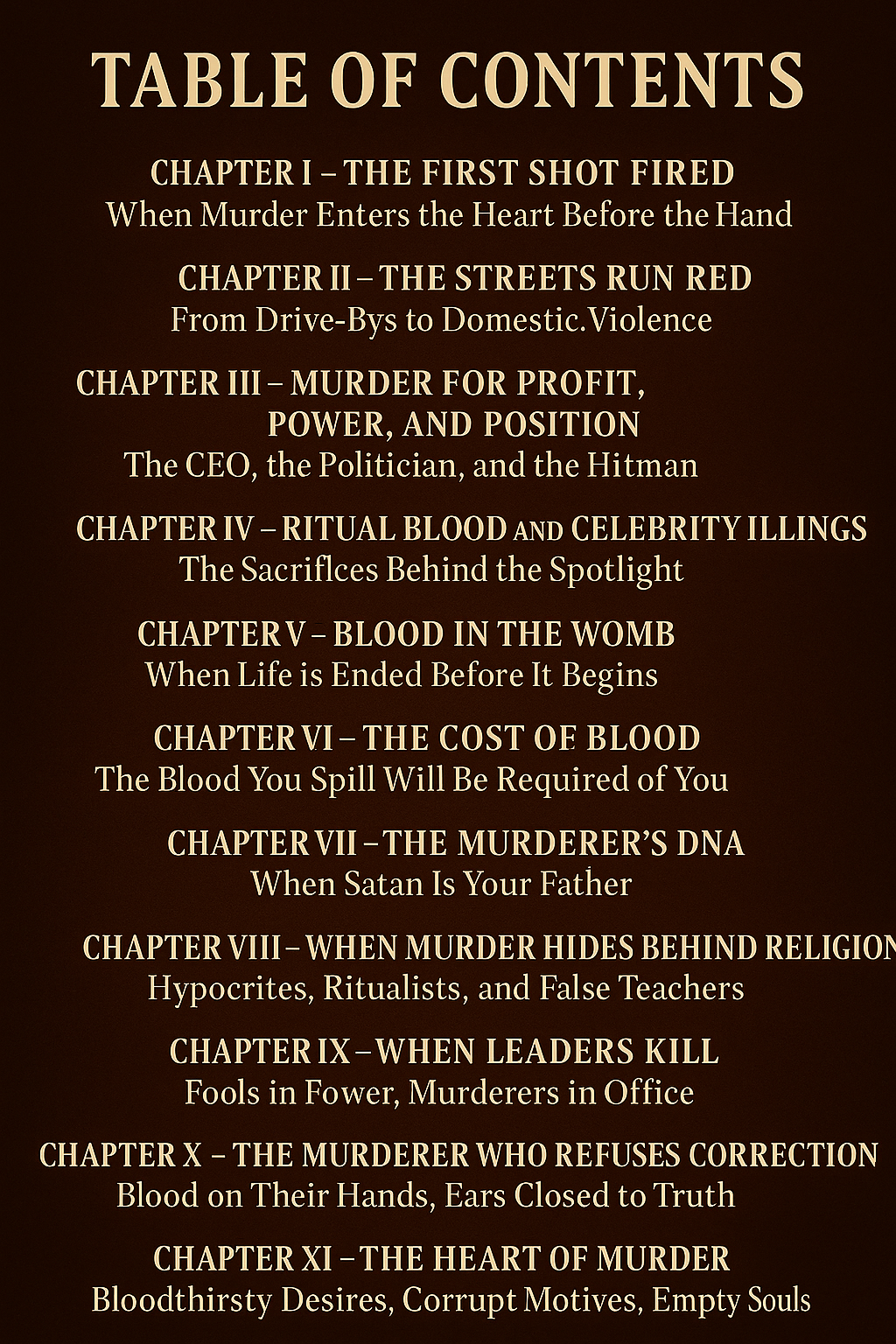 DON'T BE A MURDERER: Wisdom for a World Gone Cold